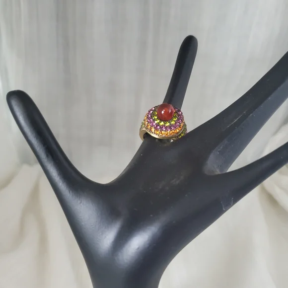 Heidi Daus Carnelian Swarovski Crystal Statement Ring - Picture 5 of 8